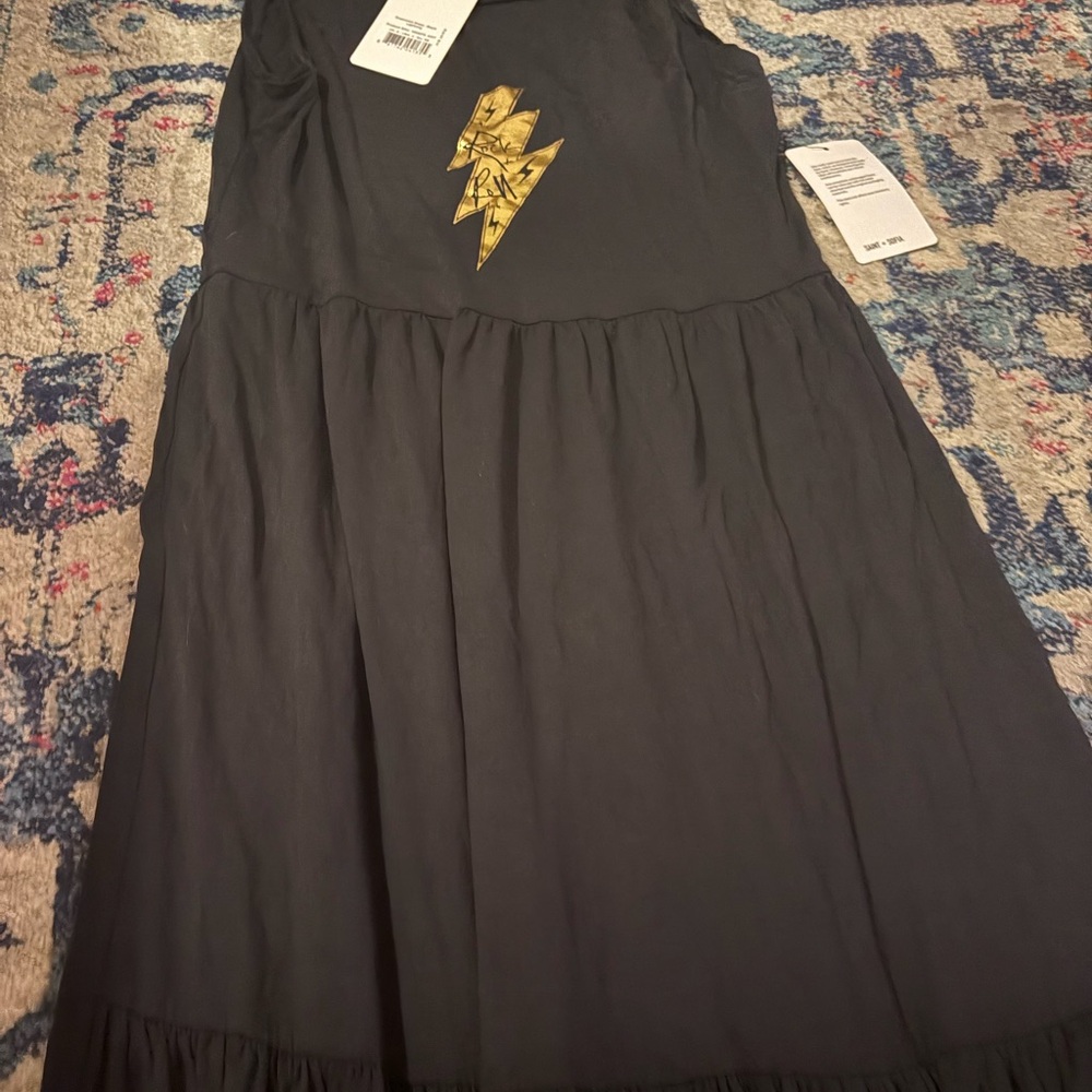 Black Dress with rock & roll Lightning Bolt - Picture 3 of 6